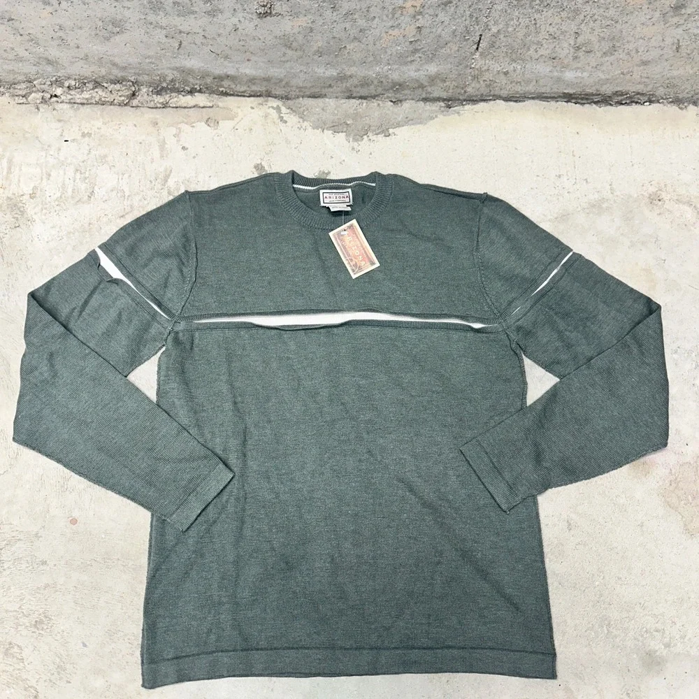 Arizona Jean Company Mens‎ Medium Thyme Green Long Sleeve Crew Neck Sweater